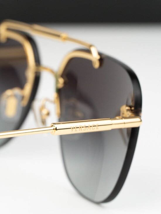 Versace Women Sunglasses Gold Grey Gradient Pilot VE2296 100284 NEW AUTHENTIC main image 7
